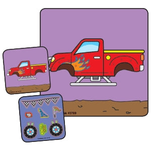 Kids Love Stickers - 90 per Unit Monster Truck Make - A - Sticker , Assorted Sticker - 2789P