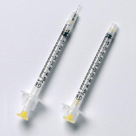Retractable Technologies VanishPoint Insulin Syringe with Needle 0.5 mL 30 Gauge 5/16 Inch Attached Needle Retractable Needle - 15371