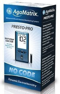 Agamatrix Wavesense Presto Blood Glucose Meter 12 Seconds Stores 14-, 30-, and 90-Day Averaging No Coding - 8000-04088