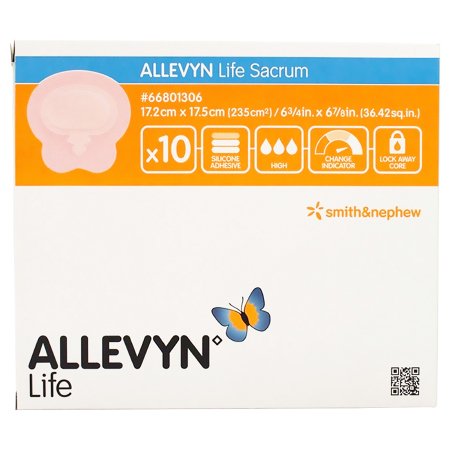 Allevyn Life - Silicone Foam Dressing 7 X 7 Inch Sacral Silicone Adhesive with Border Sterile - 66801306