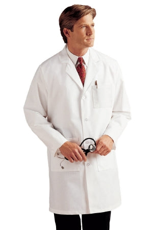 Landau Uniforms Lab Coat White Size 38 to 39 Long Sleeves Knee Length - 3132WWY38