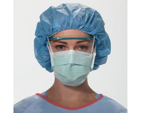 FluidShield - Surgical Mask Anti-fog Foam Pleated Tie Closure One Size Fits Most Green NonSterile ASTM Level 1 Adult - 28806