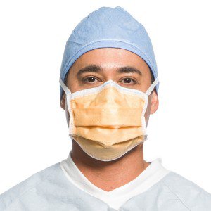 O&M Halyard Inc FluidShield Level 3 Fog-Free Surgical Mask Pleated Tie Closure One Size Fits Most Orange - 28820