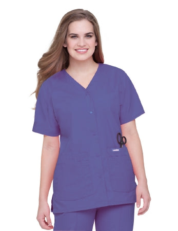 Landau Uniforms - Scrub Shirt Medium Ceil Blue 4 Pockets Short Set-In Sleeve Female - 8232BCP-M
