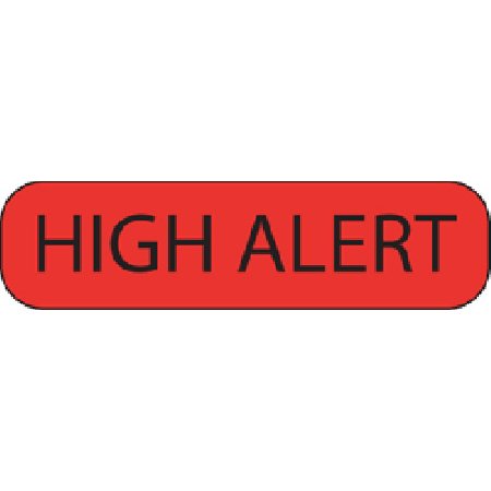MedVision - Pre-Printed Label Warning Label Red Paper High Alert Black Alert Label 3/8 X 1-7/16 Inch - MV02FR6981