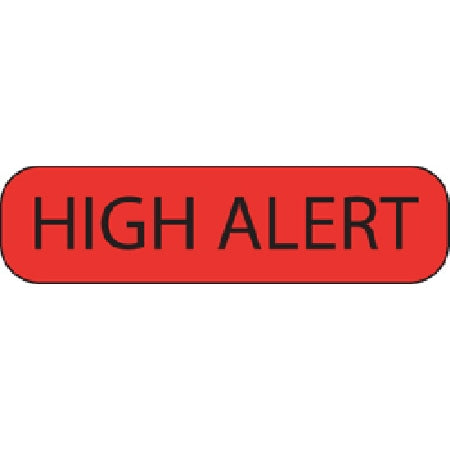 Precision Dynamics MedVision Pre-Printed Label Warning Label High Alert Fluorescent Red 3/8 X 1-7/16 Inch - V02FR6981