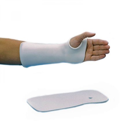 Rolyan Polyflex II - Splinting Material with Thumb Hole Wrist Cock-Up / Solid 1/8 Inch Thick / 4-1/4 Inch MCP Width Thermoplastic White - 55329801
