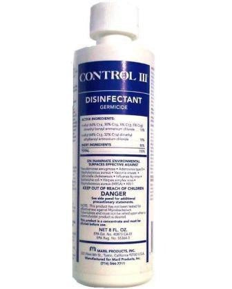 Maril Products Control III Surface Disinfectant Cleaner Ammoniated Liquid Concentrate 8 oz. Bottle Mild Scent - C3/DISH/12