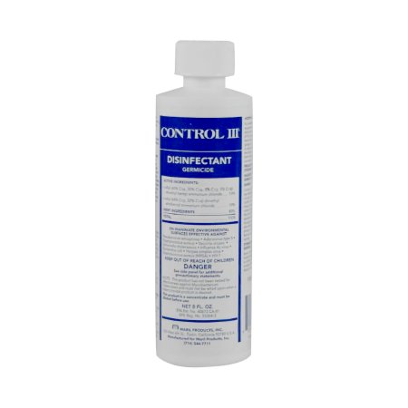 Control III Disinfectant Germicide - Surface Disinfectant Cleaner Quaternary Based Manual Pour Liquid Concentrate 8 oz. Bottle Benzaldehyde Scent NonSterile - C3DISH