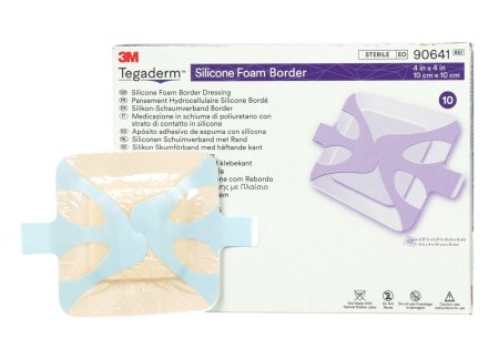 3M Tegaderm Silicone Foam Dressing 4 X 4 Inch Square Silicone Adhesive with Border Sterile - 90641