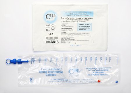 Cure Catheter - Intermittent Catheter Tray Closed System / Straight Tip 16 Fr. Without Balloon - CB16
