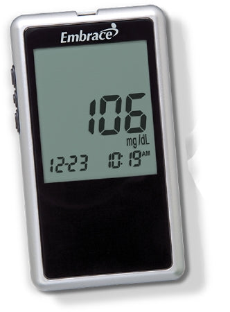 Omnis Health Embrace Blood Glucose Meter 6 Seconds Stores 7-, 21-, and 30-Day Averaging No Coding - APX01AB0300