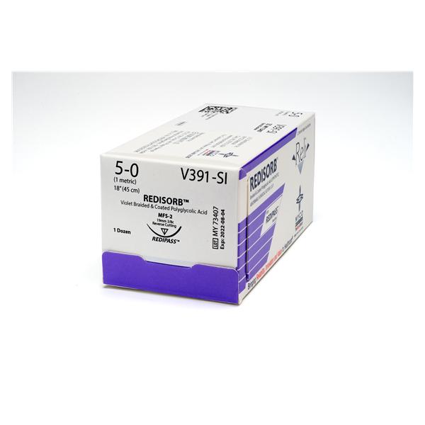 Myco Medical Supplies Suture 5-0 Polyglycolic Acid Mfs-2 Reli Redisorb Violet 18" Braid 12/Bx - V391-SI