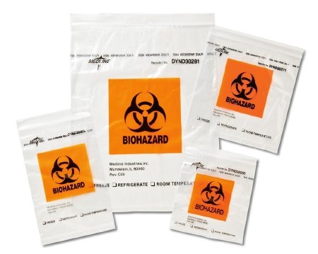 Medline - Specimen Transport Bag with Document Pouch 6 X 9 Inch Zip Closure Biohazard Symbol / Storage Instructions NonSterile - DYND30261