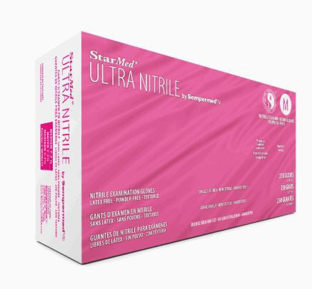 Sempermed USA StarMed Ultra Exam Glove Medium NonSterile Nitrile Standard Cuff Length Textured Fingertips Blue Not Chemo Approved - SMTN253
