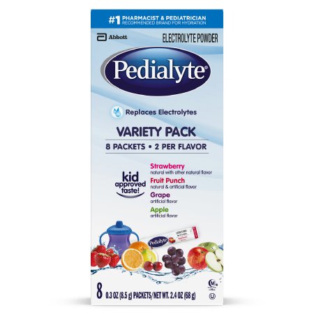 Abbott Pedialyte Pediatric Oral Electrolyte Solution Fruit Punch / Grape / Apple / Strawberry Flavor 0.3 oz. Individual Packet Powder - 7007456091