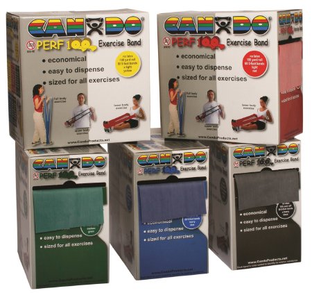 CanDo Perf 100 - Exercise Resistance Band Set Yellow / Red / Green / Blue / Black 5 Inch X 100 Yard X-Light to X-Heavy Resistance - 10-5698