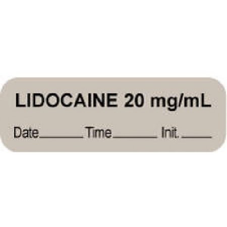 PDC - Drug Label Anesthesia Label Lidocaine 20 mg/mL Date_Time_Int Gray 1/2 X 1-1/2 Inch - 59726602