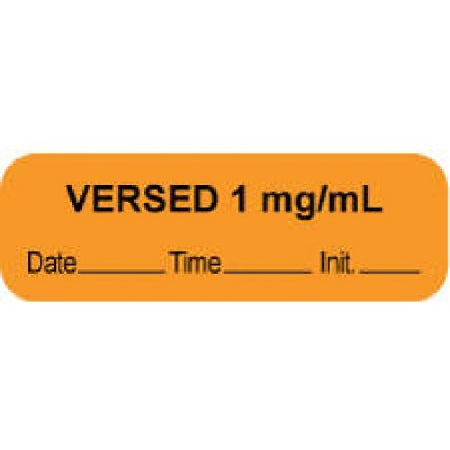 Precision Dynamics Pre-Printed Label Anesthesia Label VERSED 1 mg/mL/Date___Time___Init.___ Orange 1/2 X 1-1/2 Inch - 59726739