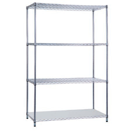 R & B Wire Products - Wire Shelving Unit 4 Shelves Adjustable 24 X 48 X 72 Inch Chrome - SU244872SOL