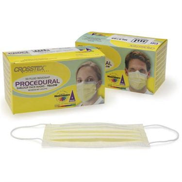 Market Lab Inc Crosstex Procedure Mask Pleated Earloops One Size Fits Most Yellow - 8788