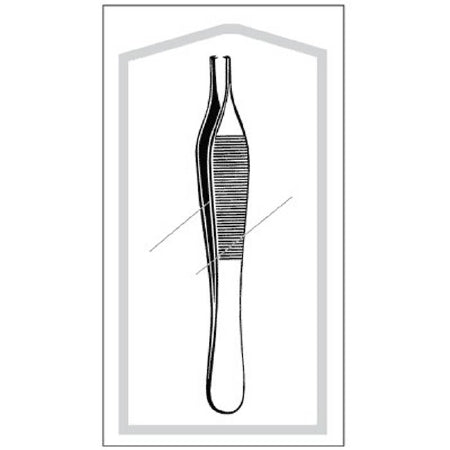 Sklar Econo Tissue Forceps Adson 4-3/4 Inch Floor Grade Stainless Steel Sterile NonLocking Thumb Handle Straight Smooth Jaws w/1 X 2 Teeth - 96-2656