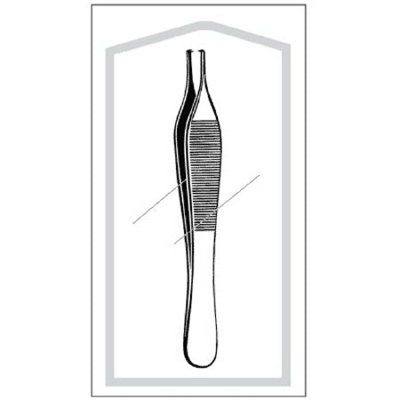 Econo - Tissue Forceps Adson 4-3/4 Inch Length Floor Grade Pakistan Stainless Steel Sterile NonLocking Thumb Handle Straight Smooth Jaws with 1 X 2 Teeth - 96-2656