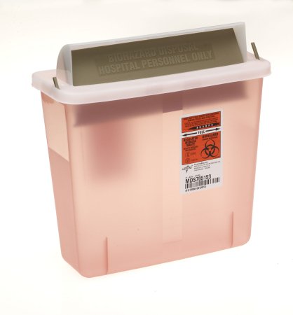 Medline - Sharps Container 5 Quart Red Base / Translucent Lid Horizontal Entry Counter Balanced Door Lid - MDS705153