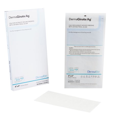 DermaGinate/ Ag - Silver Alginate Dressing 4 X 8 Inch Rectangle Sterile - 00535E