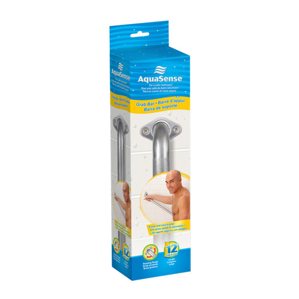 Drive Medical AquaSense Knurled Chrome Grab Bar with Rotating Flange