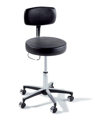 Ritter 277 Classic Series - Air Lift Exam Stool Backrest Pneumatic Height Adjustment 5 Casters Ultra Leather Poppy - 277-001-999