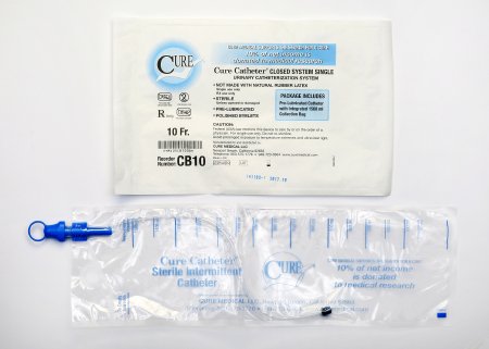 Cure Medical Cure Catheter Intermittent Catheter Kit Closed System / Straight Tip 10 Fr. Without Balloon - CS10