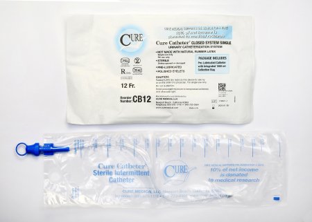 Cure Catheter - Intermittent Catheter Tray Closed System / Straight Tip 12 Fr. Without Balloon - CB12