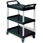 Lagasse Utility Cart Aluminum 33.625 X 18.625 X 37.75 Inch 3 Shelves Black - RCP342488BLA