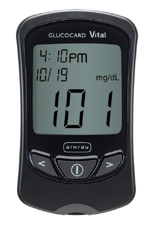 Glucocard Vital - Blood Glucose Meter 7 Second Results Stores Up To 250 Results , 14 and 30 Day Averaging Auto Coding - 760001