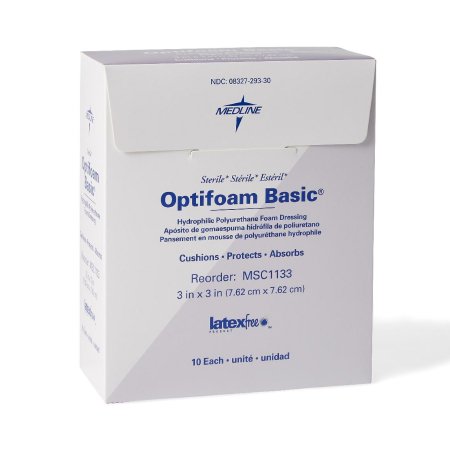 Optifoam Basic - Foam Dressing 3 X 3 Inch Square Non-Adhesive without Border Sterile - MSC1133