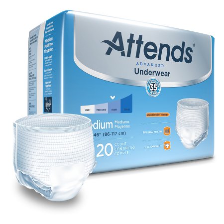 Attends Advanced - Unisex Adult Absorbent Underwear Pull On with Tear Away Seams Medium Disposable Heavy Absorbency - APP0720