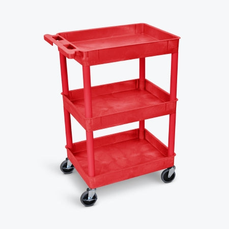 Luxor Tub Utility Cart 18 X 24 X 39.25 Inch 3 Shelves Red - RDSTC111RD