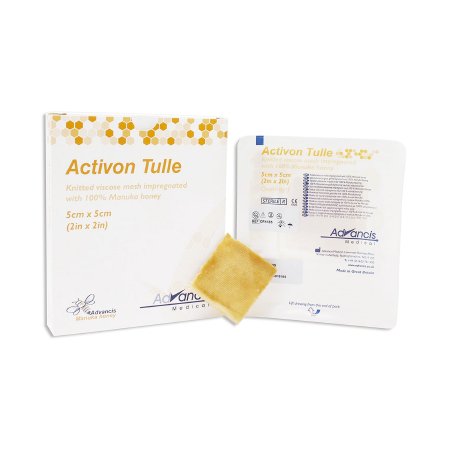 Activon Tulle - Honey Impregnated Wound Dressing 2 X 2 Inch Viscose Mesh Manuka Honey Sterile - CR4135