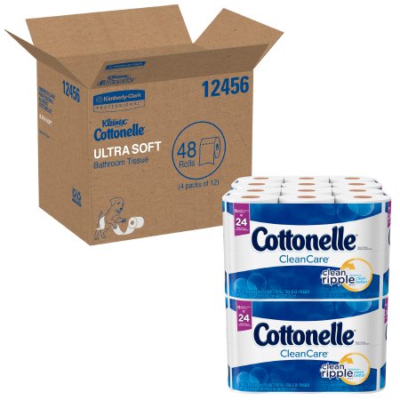 Kleenex Cottonelle Clean Care - Toilet Tissue White 1-Ply Standard Size Cored Roll 170 Sheets 4-1/5 X 4 Inch - Kimberly Clark - 12456