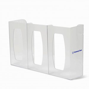 Triple with Dividers - Glove Box Holder Horizontal or Vertical Mounted 3-Box Capacity Clear 4.25 X 10.13 X 17.06 Inch Plastic - 36728