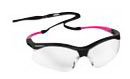 Kimberly Clark Jackson Safety Nemesis Safety Glasses Anti-Fog Coating Clear Tint Polycarbonate Lens Black / Pink Frame Over Ear Small - 38478