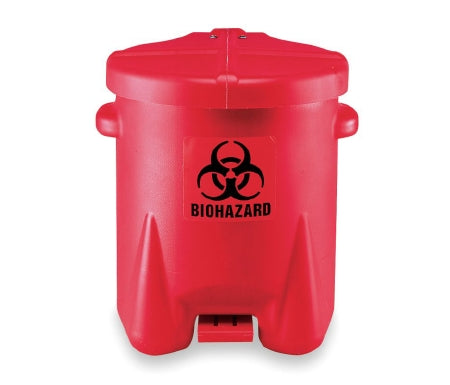 EAGLE - Medical Waste Receptacle Eagle 6 gal. Round Red Polyethylene Step On - 4RF67