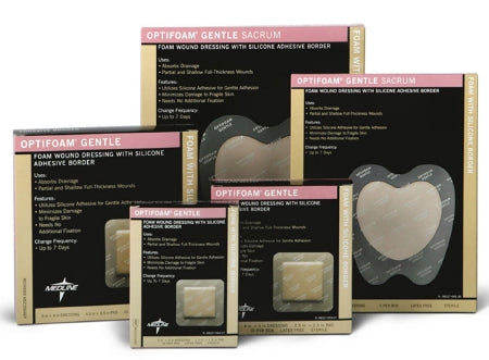 Optifoam Gentle - Silicone Foam Dressing 7 X 7 Inch Sacral Silicone Adhesive with Border Sterile - Medline - MSC2077EP