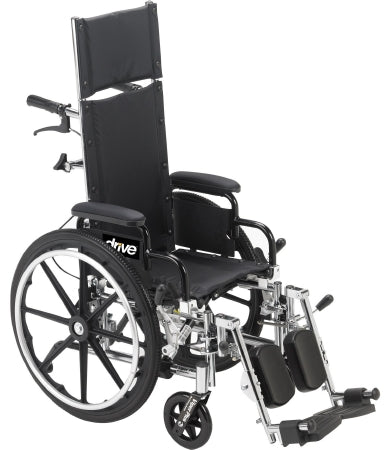 Drive Medical Viper Plus GT Lightweight Wheelchair Dual Axle Desk Length Arm Flip Back, Padded, Removable Arm Style Mag Wheel Black 18 Inch Seat Width 300 lbs. Weight Capacity - PLA418FBDAARAD-ELR