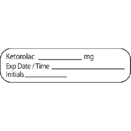 Precision Dynamics MedVision Pre-Printed Label Anesthesia Label KETOROLAC_____ mg/Exp Date/Time_______/Initials White 3/8 X 1-7/16 Inch - V02SW2900P