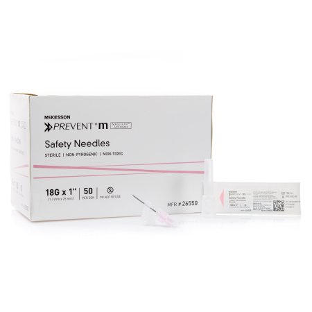 McKesson McKesson Prevent M Hypodermic Needle Sliding Safety Needle 18 Gauge 1 Inch - 26550