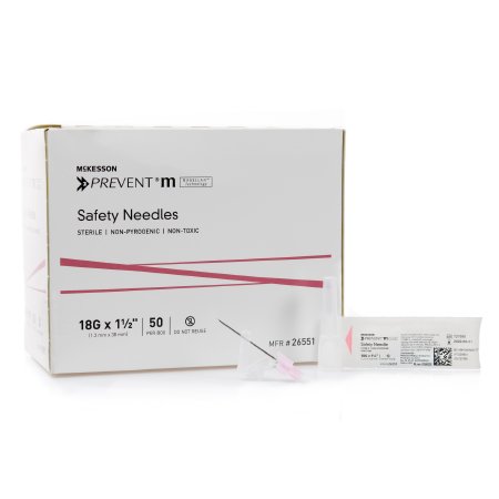 McKesson McKesson Prevent M Hypodermic Needle Sliding Safety Needle 18 Gauge 1-1/2 Inch - 26551