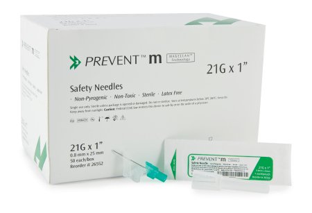 McKesson McKesson Prevent M Hypodermic Needle Sliding Safety Needle 21 Gauge 1 Inch - 26552