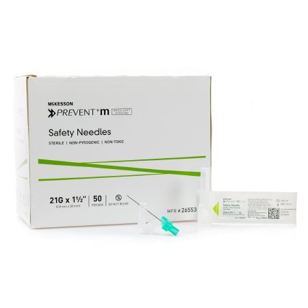 McKesson McKesson Prevent M Hypodermic Needle Sliding Safety Needle 21 Gauge 1-1/2 Inch - 26553